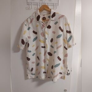 Men's Patterned Short Sleeve Shirt - Multicolor